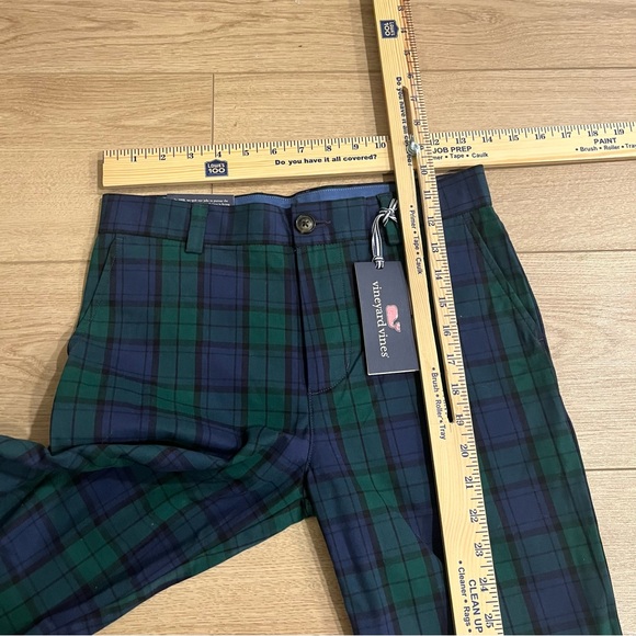 NWT Vineyard Vines Boys Breaker Pants Charleston Green Plaid Size 14 - Picture 3 of 6